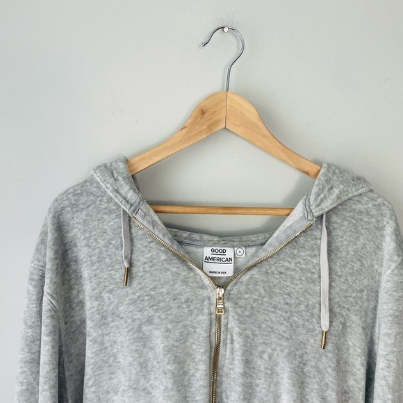 Good American Gray Velvet Hoodie - Picture 2 of 6